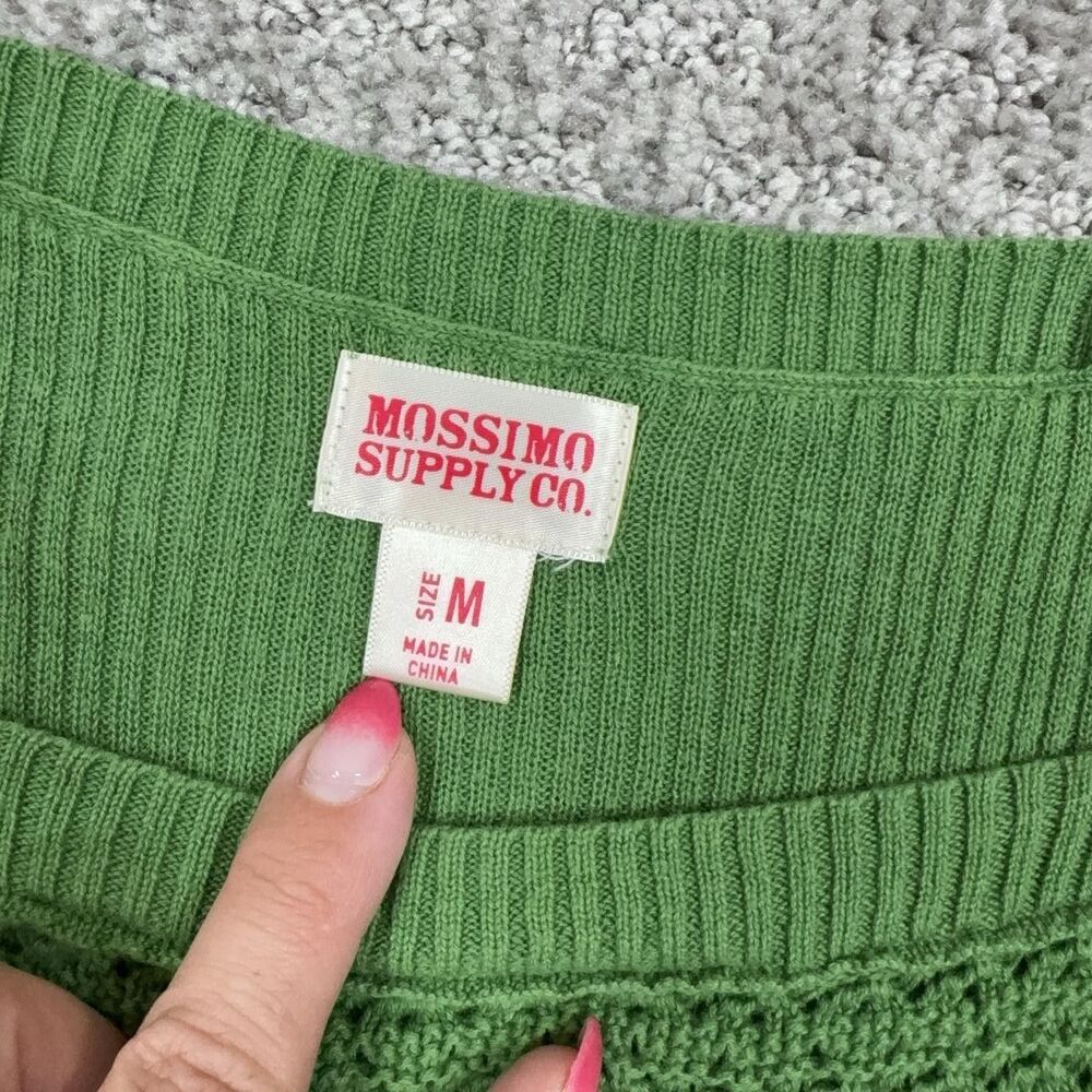 Y2K Mossimo Babydoll Top Womens Medium Green Knit Sweater Empire Waist Casual - Picture 6 of 8